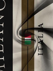 T-shirt a maniche lunghe da uomo con grafica bandiera italiana Milano - Maglia casual in raso 100% poliestere pesante con scollo a V e stampa ricamata 3D - Product Image 4