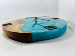 Ocean Blue Resin Wooden Wall <b>Clock</b> Silent Non Ticking Analog Round <b>Clock</b> with Roman Numerals for Living Room Bedroom <b>Office</b> Home - Product Image 3