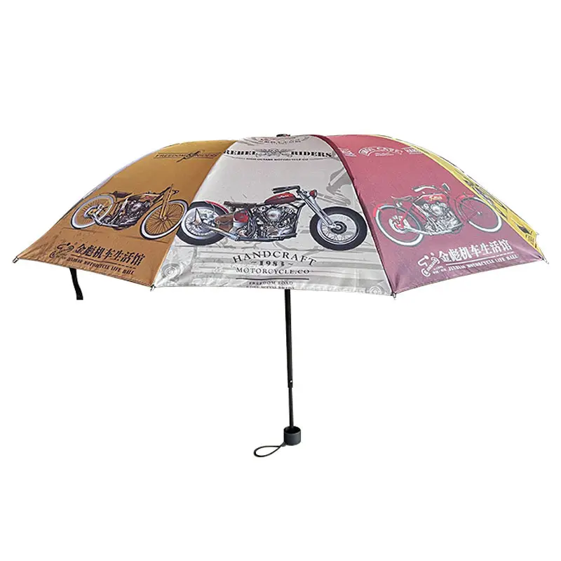 WindProof Rain Travel 3折りたたみ式UVカスタム高品質傘ロゴ印刷自動傘折りたたみ式