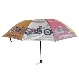 Paraguas plegable automático de alta calidad personalizado Uv 3 DE VIAJE lluvia a prueba de viento con impresión de logotipo