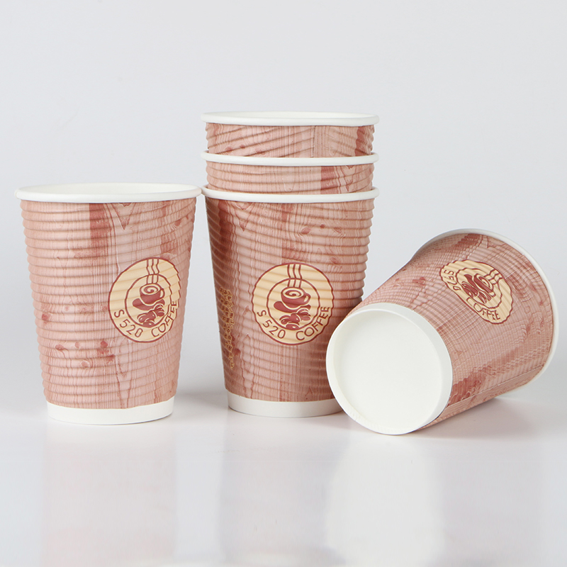 4oz 8oz 12oz 16oz 20oz 24oz Customized Design Paper Cups Disposable Printed Paper Double Wall Ripple Coffee Cups
