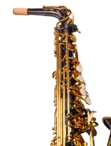 Saxofón Alto Eb de Latón Macizo HUAYUN, Lacado en Negro y Dorado, Botones Blancos Perla, Producción OEM, Sonido Suave, para <span class=keywords><strong>Orquesta</strong></span> - Product Image 2