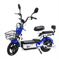 Bicicleta Eléctrica de 2 Plazas con Marco de Acero, Motor sin Escobillas de 500W, 3 Velocidades, Suspensión Trasera, Batería de Plomo-Ácido de 48V, Ruedas de 14 Pulgadas, 50 km/h, Sensor, Ligera