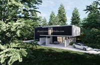 Maison préfabriquée de luxe à 2 étages, 2 chambres, 2 salles de bain, avec équipements de salle de bain et de cuisine, panneaux sandwich, design moderne, installation facile