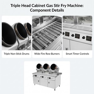 Máquina Comercial de Triple Cabezal para Saltear en Gas para Cocinas Nube, Restaurantes, Servicios de Catering y Distribuidores de Servicios de Alimentos - Product Image 3