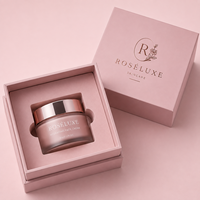 Boîte rigide de luxe personnalisée avec impression UV, logo, pelliculage mat, insert en EVA rose, couvercle et base pour crème visage, avec poignée