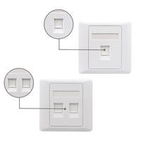 Placa de pared Keystone RJ45 Cat6 con obturador antipolvo, montaje empotrado ABS de 86 mm, placa frontal de red para cableado Ethernet RJ45