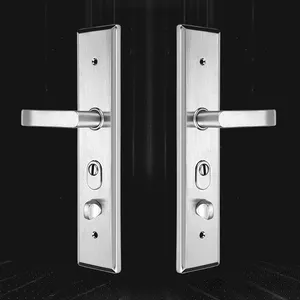 มือจับล็อคประตูสแตนเลสและเงียบ304,มือจับล็อคประตูโลหะผสมหนาร่วมสมัยสำหรับการก่อสร้างบ้านพร้อมกุญแจ