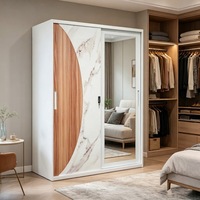 Armoire en métal moderne de luxe à 2 portes avec miroir et motif floral