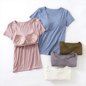 เสื้อยืดคอกลมแขนสั้นสีชมพูสำหรับผู้หญิง ผ้าฝ้ายแคนวาส 100% เป็นมิตรกับสิ่งแวดล้อม แห้งเร็ว ระบายอากาศได้ดี สวมใส่สบาย สีพื้น ทรงปกติ ใส่ได้ทุกโอกาส - Product Image 3