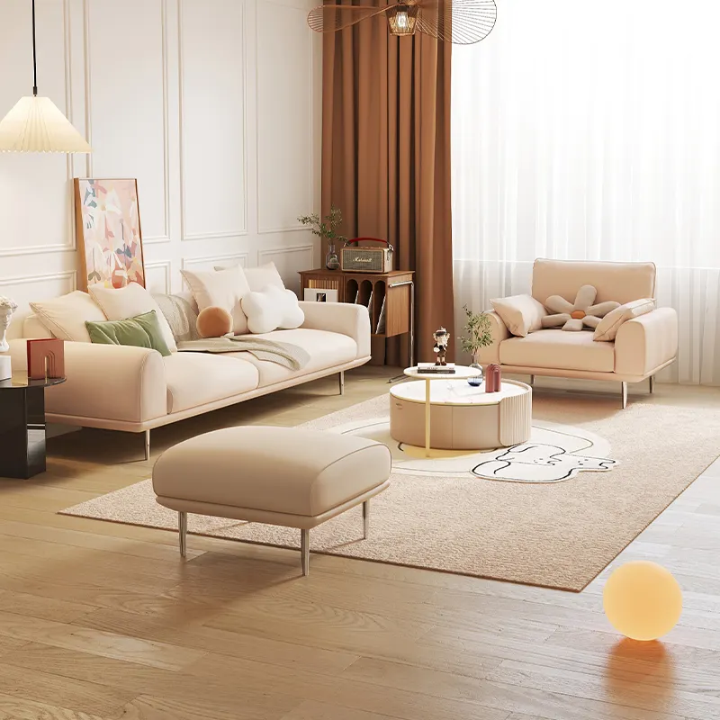 Couleurs optionnelles Style nordique moderne loisirs salon 3 places design canapé en cuir pour la maison