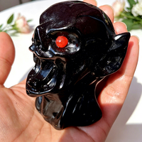 Statue de vampire en obsidienne naturelle de 7,8 cm - Figurine en cristal sculptée à la main pour la décoration d'Halloween