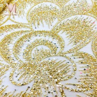 Tissu en tulle brodé surdimensionné à motif floral, haute couture, pour robe, Qipao, costume de scène