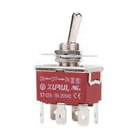 Interrupteur à bascule momentané à 3 positions avec bouton on/off, terminal à souder automatique, interrupteur à bascule 3 voies, 6 broches, 250v ac