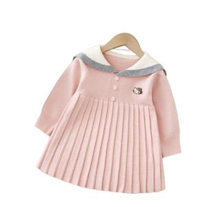 Nuovo Arrivo Autunnale: Abito in Maglia per Bambine con Colletto alla Marinara, Vestito Lungo in Stile Preppy - Product Image 5
