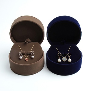 Boîte à bijoux en velours bleu et marron de toutes tailles, forme rectangulaire pour boucles d'oreilles, bagues, colliers, bracelets - Product Image 4