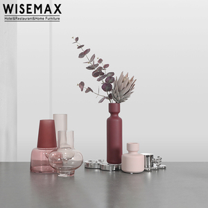 WISEMAX FURNITURE Nordic home decor vaso rosa trasparente vaso da tavolo in vetro di piccole dimensioni per <span class=keywords><strong>soggiorno</strong></span> - Product Image 2