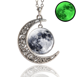 Collana pianeta luminoso sistema solare terra saturno giove vetro Cabochon pendente spazio esterno astronomia gioielli - Product Image 1