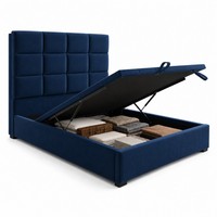 Lit plateforme en tissu Queen Size avec rangement à vérin à gaz à ouverture par le bas pour chambre d'appartement, approvisionnement pour la vente au détail B2B B2C en gros