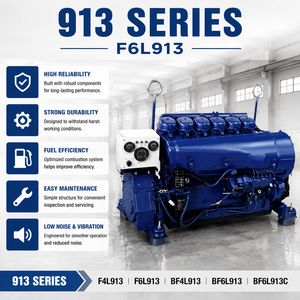 Groupe motopropulseur industriel F6L913 refroidi par air, 6 cylindres, aspiration naturelle, couple élevé de 380 Nm, pour groupe électrogène marin, entraînement de pompe - Product Image 3