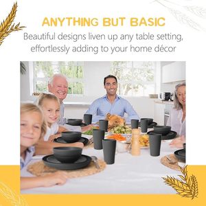 Service de vaisselle incassable en paille de blé, 16 pièces, compatible lave-vaisselle et micro-ondes, assiettes et bols, pour camping-car et extérieur, pour 4 personnes - Product Image 6