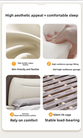 Hochwertiges Modernes Minimalistisches Polsterbett mit Stauraum, Wellenförmiges Kopfteil, Echtleder-Finish, Pneumatische Struktur, King-Size, Innenausstattung