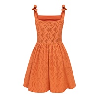 Oem personnalisé Orange une ligne Mini coton rayonne oeillet brodé nœud sangle tenue décontractée pour femmes