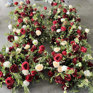 Arco de Flores Artificiales X890, Estilo Bosque <span class=keywords><strong>Tropical</strong></span>, Color Rojo Borgoña Intenso, Guirnalda de Flores Colgantes, Decoración de Fondo - Product Image 5
