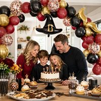 Ballons personnalisés noirs et bordeaux avec chapeau DIY et ballon en feuille d'aluminium doré en forme de S pour décorations de fête d'anniversaire garçon ou fille