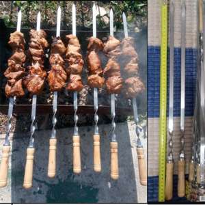 Pinchos de Acero Inoxidable de 55 cm con Mango de Madera para Barbacoa, Pinchos para Asar Carne y <span class=keywords><strong>Kebab</strong></span> - Product Image 2