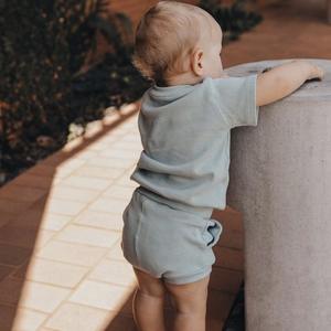 2 pièces de vêtements pour enfants à la mode, ensemble à manches courtes unisexe personnalisé pour enfants, vêtements pour bébés de couleur unie pour l'été - Product Image 6