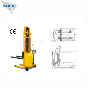 Small Self-Load Lifting <strong>Stacker</strong> Portable <strong>1.5T</strong> 1600MM Mini Semi-Electric Forklift Hand <strong>Manual</strong> Lifting Forklift From China - Product Image 3