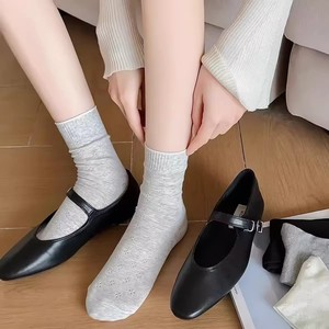 Women Mid Calf Slouch <b>Socks</b> Breathable Solid Color <b>Polyester</b> Spring Summer Casual <b>Socks</b> - Product Image 4