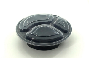 Boîte alimentaire jetable ronde en PP avec 3 compartiments et couvercle transparent, boîte à emporter pour la préparation des repas, la restauration et le déjeuner - Product Image 5