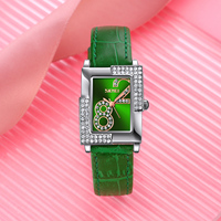 Skmei 9289 Luxuriöse Modische Diamant-Uhr Königsblaues Leder Goldene Uhren für Damen Stoppuhr Wasserdicht Hochwertige Uhren