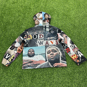 Free Mock Up Custom Tapestry Hoodie Hip Hop <strong>Jacquard</strong> Woven Tapestry Hoodie Rod Wave Tapestry Custom - Product Image 2