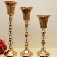 Vase à fleurs en métal doré haut de gamme, centre de table pour banquets d'hôtel, mariages, événements