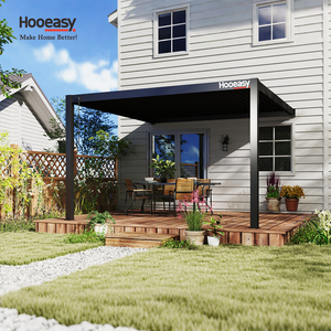 <span class=keywords><strong>Pergola</strong></span> <span class=keywords><strong>bioclimatique</strong></span> en métal Hooeasy pour jardin extérieur, murale, 4m x 4m, avec toit à lames double couche à commande manuelle - Product Image 1