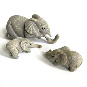 Fengzhi Factory Elephant hanging two baby elephant statues motherly elephant three-piece resin handicraft home decoration