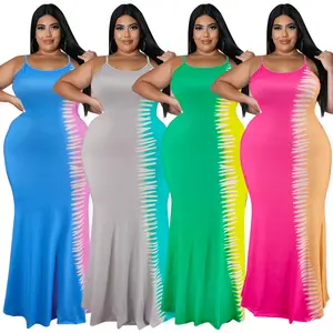 new product 2022 popular wholesale plus size womens Contrast Slip maxi dress