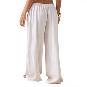 Pantalon de plage ample en lin français 100 % pour femme, coupe décontractée, style festival et vacances, broderie personnalisée - Product Image 4