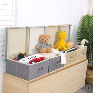 <b>Foldable</b> Storage <b>Boxes</b> with Lids Fabric Storage Cubes Wardrobe Storage Organizers for Home Office - Product Image 4