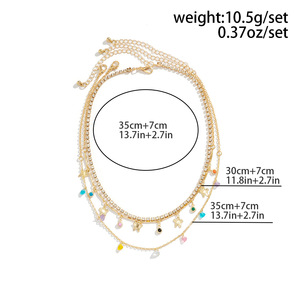 Collier pendentif en pierre multicolore plaqué or Collier multicouche pour femme Cadeau - Product Image 4