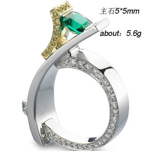 Anillo de Compromiso Europeo Creativo Clásico con Microincrustaciones de Gemas Verdes, Corte Princesa Cuadrado, Joyería de Moda en Dos Tonos, Regalo - Product Image 5