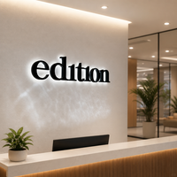 Enseigne lumineuse 3D en acrylique et acier inoxydable avec logo personnalisé pour bureau, mur, école, bâtiment