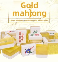 Mahjong de luxe Yusheng en acrylique, grand format, pour usage domestique, avec finition dorée, vente en gros d'usine, emballage en boîte en bois, origine Guangzhou