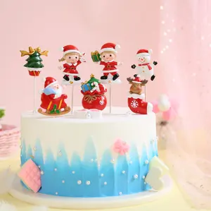 Nuevo Santa Claus muñeco de nieve lindo pastel decoración de la resina DIY topper de la torta de nieve decoración de Navidad topper para pastel decirating