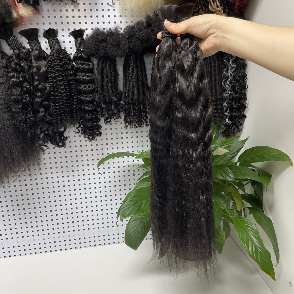 Vast Hair KAMA Wholesale Raw Human Hair Braiding Bulk Hair Natural Black Wet and Wave Curl Boho Knotless Human Braiding Hair Bundles thumbnail 2