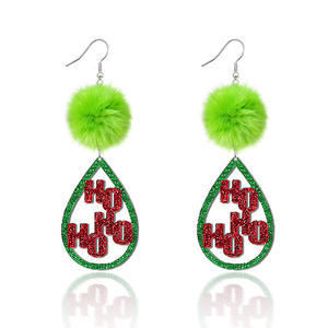 Modernos Pendientes Personalizados con Estampado de Hipopótamo y Leopardo, Pendientes Colgantes de Madera Plateados con Diseño de Árbol de Navidad para Fiestas - Product Image 1