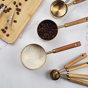 Rose Gold Cà Phê Đo muỗng thiết lập chính xác gram Scoop Brass săn chắc nướng Quy mô muỗng với đo lường Marks và <span class=keywords><strong>cup</strong></span> - Product Image 4